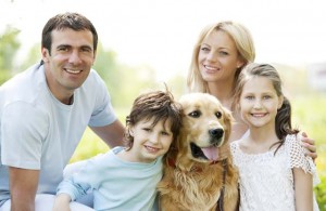 family with dog